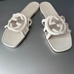 Gucci White Rubber Sandals